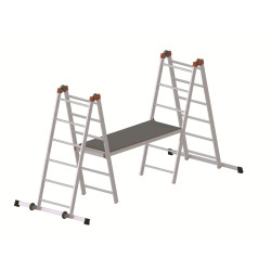 Échafaudage aluminium multifonction pliable 4 en 1 Fast&Lock 200, hauteur travail max. 2,87 m ou 3, 99 m