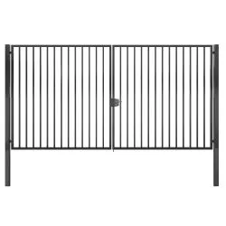 Portail 2 vantaux Gris Classic Pro Barreaudé Largeur 4m