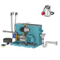 Gestionnaire d'eau de pluie 24 L GEP24 ID, avec pompe NGXM2-80 Mono Calpeda, flotteur FB, pompe de gavage GAV