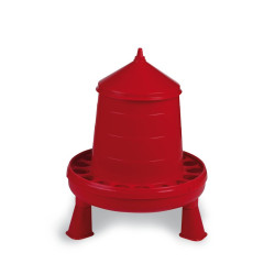 Abreuvoir plastique rouge pour volailles 4 kg avec pieds
