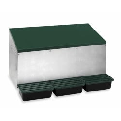 Nid pondoir poules extérieur poules 3 compartiments, fond plastique
