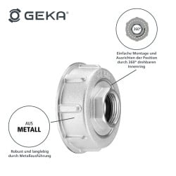 GEKA plus adaptateur IBC, en 2 parties, Al, S60x6, IG G3/4, carte