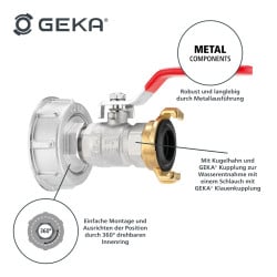 Kit GEKA plus adaptateur IBC, S60x6, a. robinet à bille, raccord GEKA