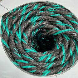 Corde PP 6 brins, toron de scierie noir / vert multi-usages
