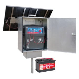 Kit estive électrificateur solaire SECUR 5 J, 66 W, accu 12 V 85 Ah, boitier antivol Lacmé