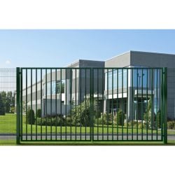 Portail 2 vantaux Gris Classic Pro Barreaudé Largeur 4m