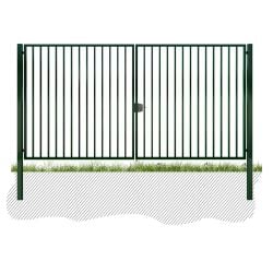 Portail 2 vantaux Gris Classic Pro Barreaudé Largeur 4m