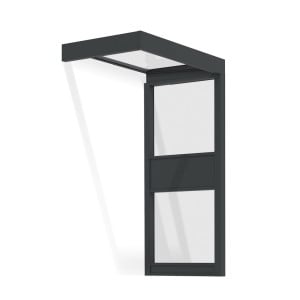Marquise de porte Sophia Canopia avec 1 paroi latérale - Structure grise - Panneaux transparents