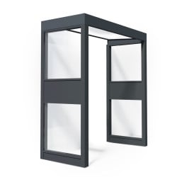 Marquise de porte Sophia Canopia avec 2 parois latérales - Structure grise - Panneaux opales