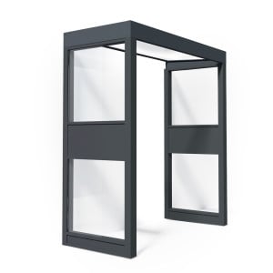 Marquise de porte Sophia Canopia avec 2 parois latérales - Structure grise - Panneaux opales