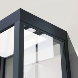 Marquise de porte Sophia Canopia avec 2 parois latérales - Structure grise - Panneaux opales