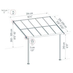 Pergola Sierra Cabrio Canopia - Structure en aluminium gris - Panneaux opaques gris
