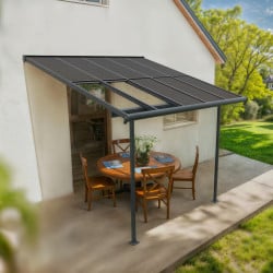 Pergola Sierra Cabrio Canopia - Structure en aluminium gris - Panneaux opaques gris