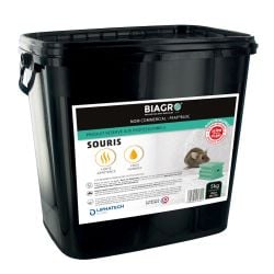 Rodenticide souricide Professionnel BIAGRO® Bloc très appétent lieux humides, seau 5 kg