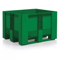 Caisse palette SB3 pleine PE verte 1200x1000x790mm 3 semelles - 610 L Craemer