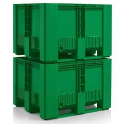 Caisse palette SB3 pleine PE verte 1200x1000x790mm 3 semelles - 610 L Craemer