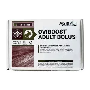 Oviboost Adult Bolus spécial ovins, avec vitamines Agrivet - Boîte de 40 bolus