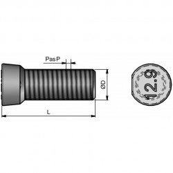 25 boulons (vis + écrou) Ø 14 mm, longueur 40 mm tête conique 1 méplat- Pas 200