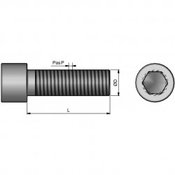 25 boulons (vis + écrou) Ø 14 mm, longueur 45 mm, tête HC cylindrique - Pas 150