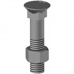 25 boulons (vis + écrou) Ø 10 mm, longueur 60 mm, tête fraisée - Pas 150