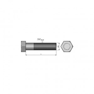 25 boulons (vis + écrou) Ø 12 mm, longueur 70 mm, tête hexagonale - Pas 175