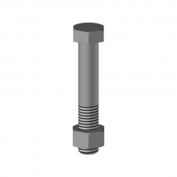 25 boulons (vis + écrou) Ø 12 mm, longueur 70 mm, tête hexagonale - Pas 175