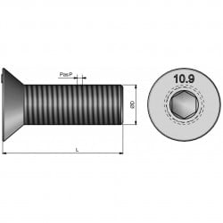25 boulons (vis + écrou) Ø 14 mm, longueur 90 mm, tête fraisée - Pas 200