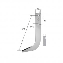 Dent butteuse Gruse 10060817 345x45x10 mm