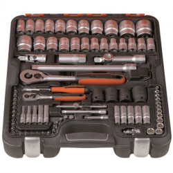 Coffret de douilles 1/4" - 1/2" et clés mixtes Bahco S106, 106 accessoires